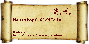 Mauszkopf Alícia névjegykártya